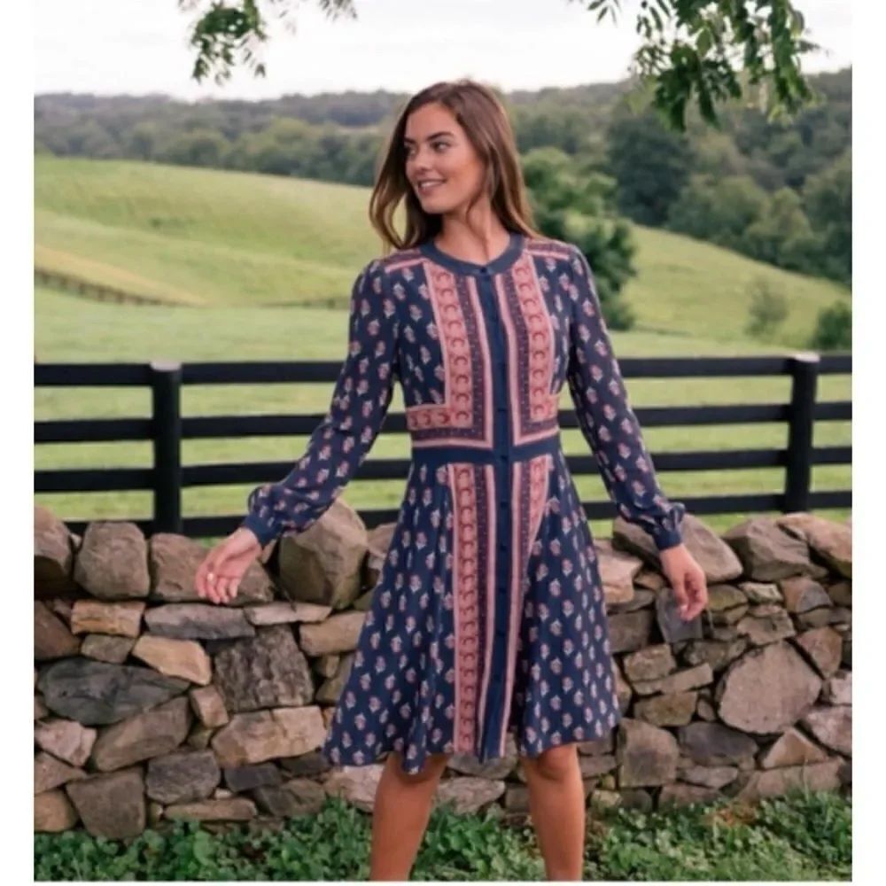 Gal Meets Glam Woodblock Print Midi Dress Size 8
